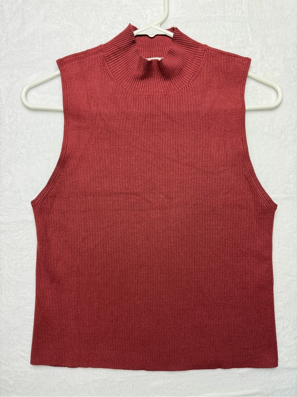 Madewell Rust Ribbed Mock Neck Sleeveless Sweater Top Large